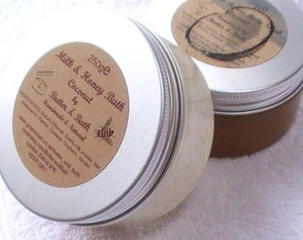 Bath Gift Set, Sugar Body Scrub & Honey Bath Milk - Coconut Scent