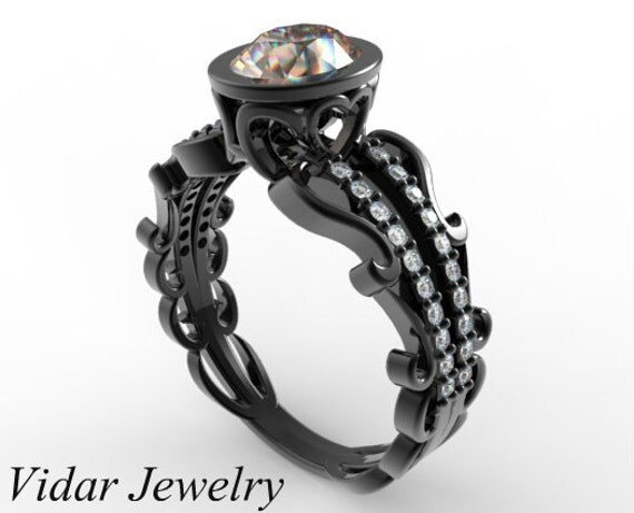 Black Gold Morganite Engagement Ring-Unique Ring Design!