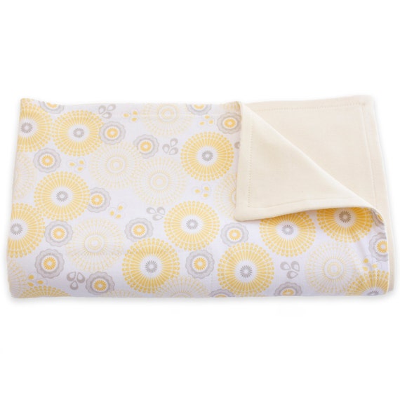 Organic Baby Blanket Stroller Blanket Yellow & Gray 100