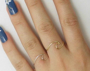 Single Wave Ring--Ocean waves ring--Wire Wrap Ring--Personalized Ring--Cool,Funny, Geeky Gift for Best Friend