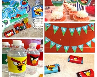 Angry Birds Complete Personalized Birthday Party Set - Angry Birds Birthday Party - DIY Printable