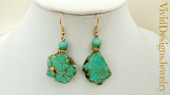 Turquoise Statement Earrings Turquoise And By Vividdesignsjewelry