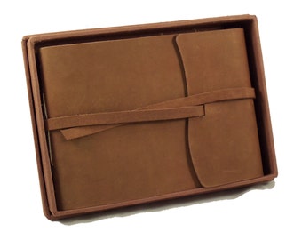 Rustic Leather Photo Album with Gift Box - Leather Scrapbook Album - Small Leather Album - Leather Photo Book - Memory Book - 4x6, 5x7 Album
