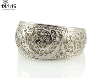 Silver Filigree Band, Vintage ring, sterling silver wedding ring band ...