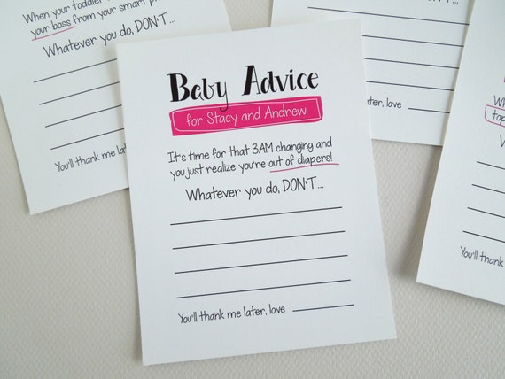 Baby Shower Advice Cards Funny Baby Shower Game by InvitedToo