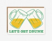 Funny St Patricks Day Card - St Patricks Day Card - Let's Get Drunk Card - Funny Beer Card Il_170x135