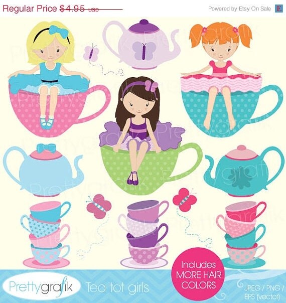 80% OFF SALE tea party clipart for scrapbooking, commercial use, vector graphics, digital clip art, digital images - CL515 Il_570xn