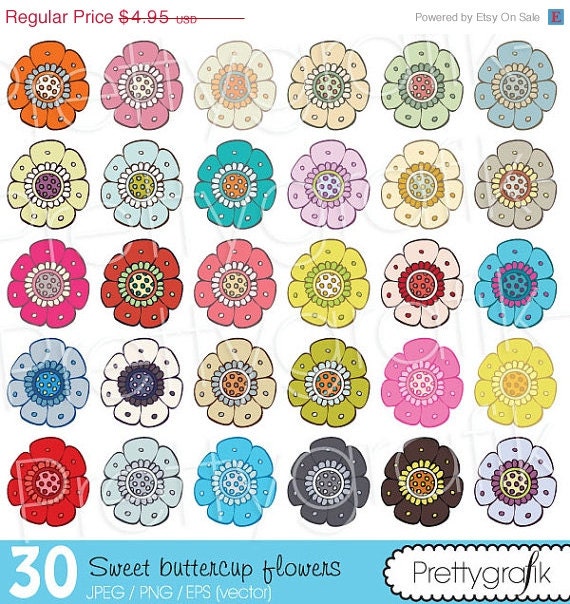 80% OFF SALE 30 flower clipart commercial use, vector graphics, digital clip art, digital images - CL503 Il_570xn