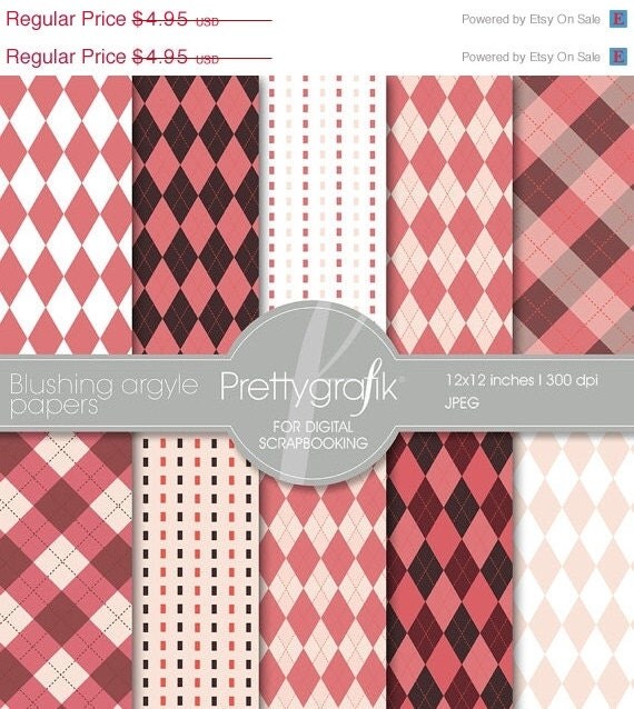 80% OFF SALE Blushing Argyle digital paper, commercial use, scrapbook papers, background - PS514 Il_570xn