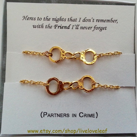 Partners In Crime Matching Best Friends Bracelets Gold 5770