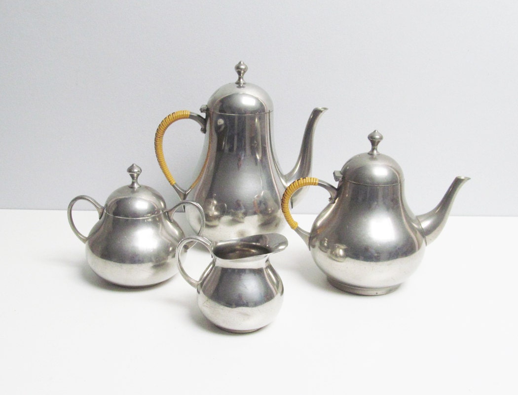 Vintage Coffee / Tea service set, 5 pieces Danish Holland Tiel tin ...