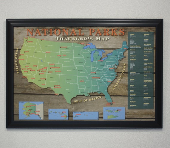  National Park Traveler s Map with Pins and by 