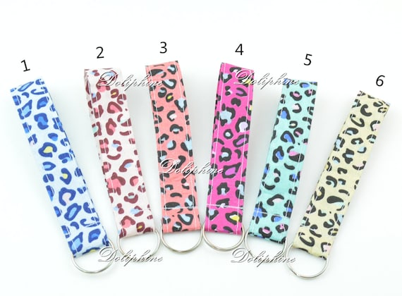 Leopard Print Fabric 6" Wristlet LANYARD Keychain for Key / ID badge holder