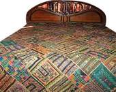 Kutch Embroidery Bed Cover  Vintage  Boho Inspired Beaded Bed sheet