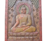 Buddha Sitting Under Tree & Holding Alms Bowl Buddha Wall Panel Vintage