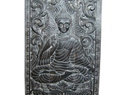Indian Wall Panel Antique Vintage Hand Carved Buddha Teaching Spiritual Art Architectural