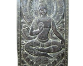 Recreate Interiors Decorative Wall Panel Vitarka Mudra Teaching Buddha Carving Door 72 Inches