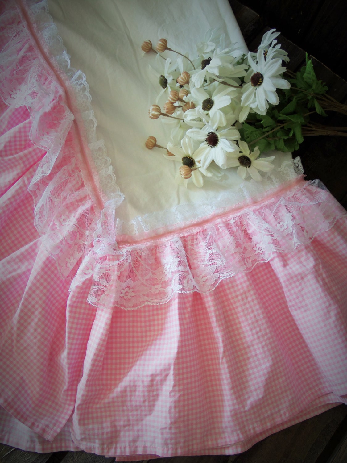 Crib Skirt SALEUp Cycled Pottery Barn Pink Gingham Dust