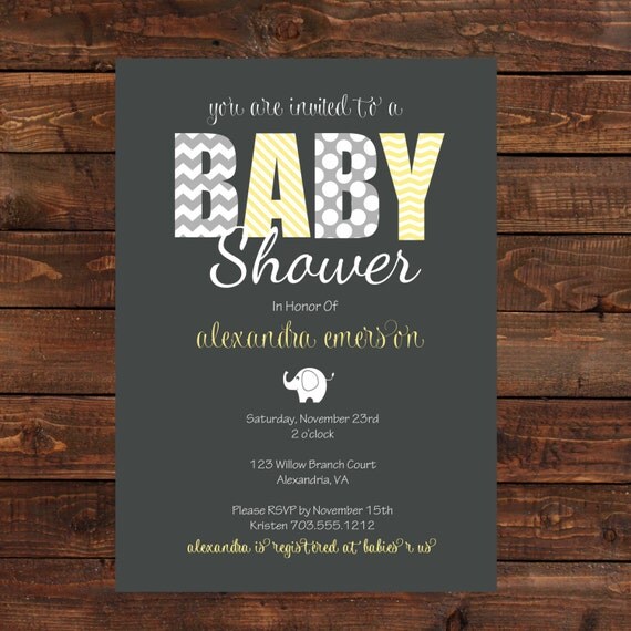 Baby Shower Elephant Invitation - Printable Il_570xn