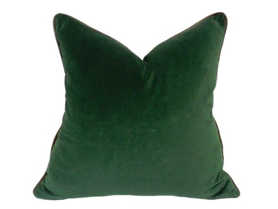 Items similar to Hunter green Velvet Pillow Cover with Contrasting ...