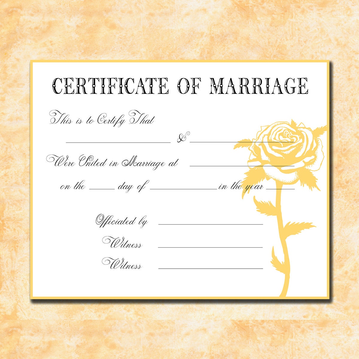 Keepsake Marriage Certificate Faded Yellow by PlayingWithMyBubbles