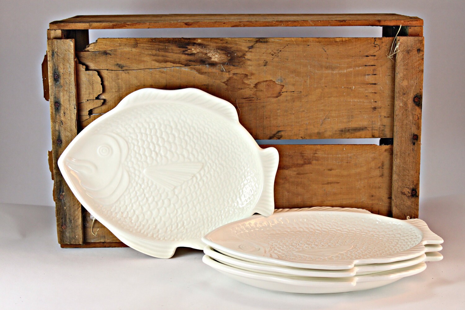 Set of 4 Fish Shaped Plates Fish Dinner Plates Whittier