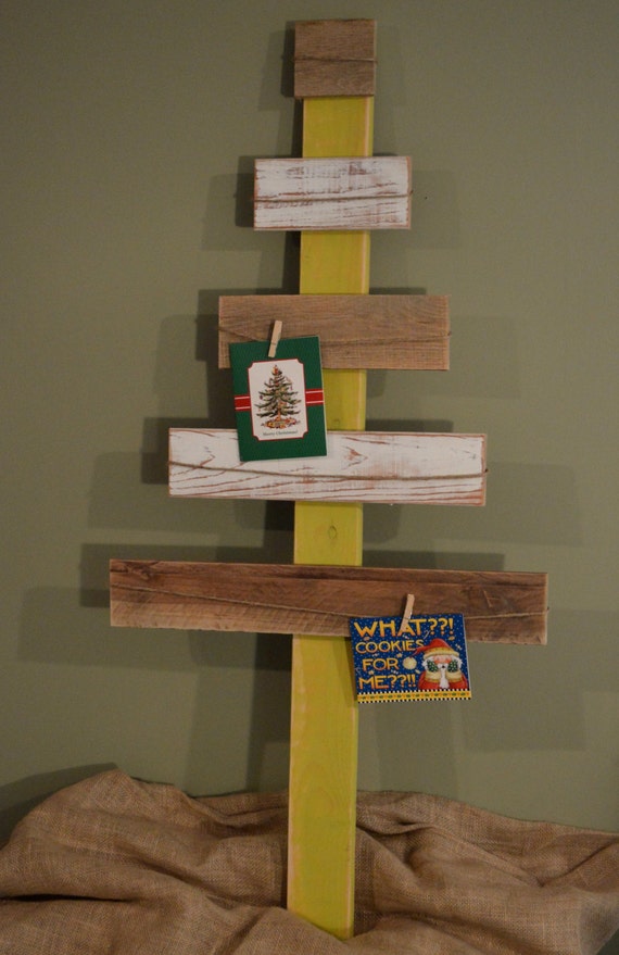 Reclaimed wood Christmas tree Christmas card holder