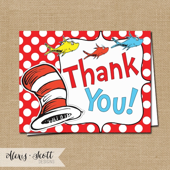 Dr Seuss Thank You Card Instant Download