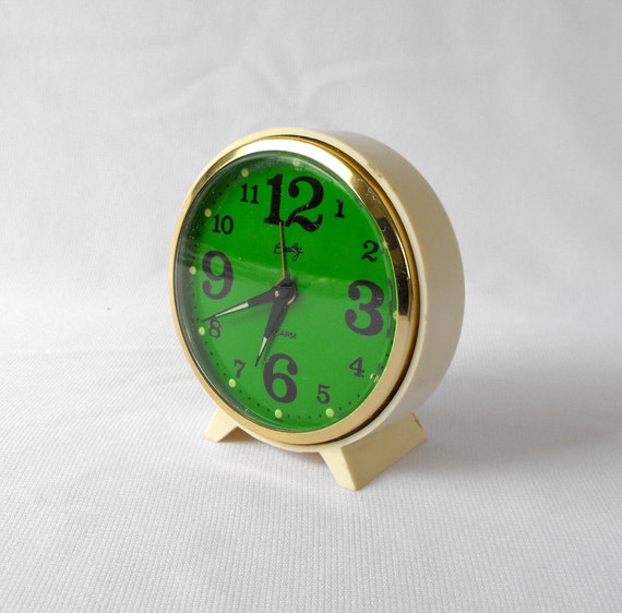 Vintage Clock WindUp Alarm Clock Bradley Glow In by ShaginyAndTil