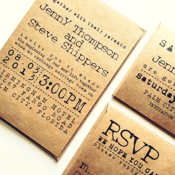 Typewriter Wedding Invitation Set Kraft Paper Vintage This Is Taking A Short Break