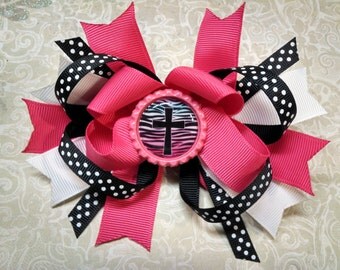 Hot pink zebra bow | Etsy