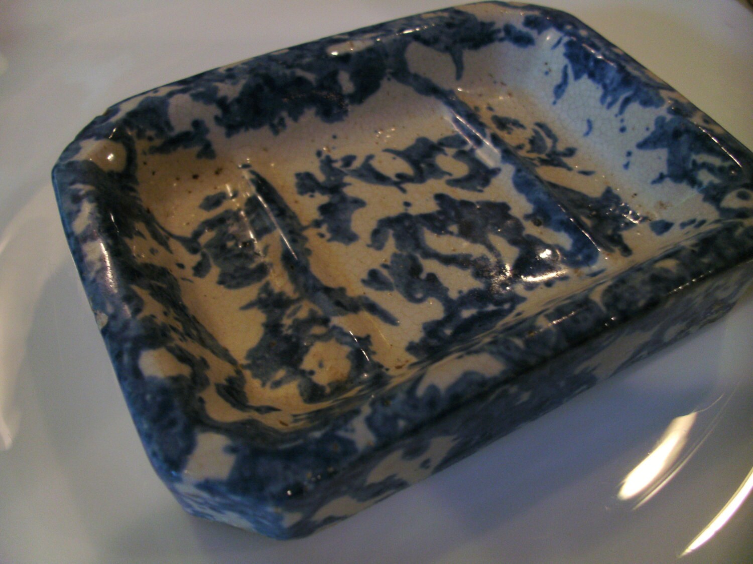 Rare Antique Sponge Ware Soap dish