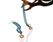 Magen david turquoise blue dangling earrings , star of david