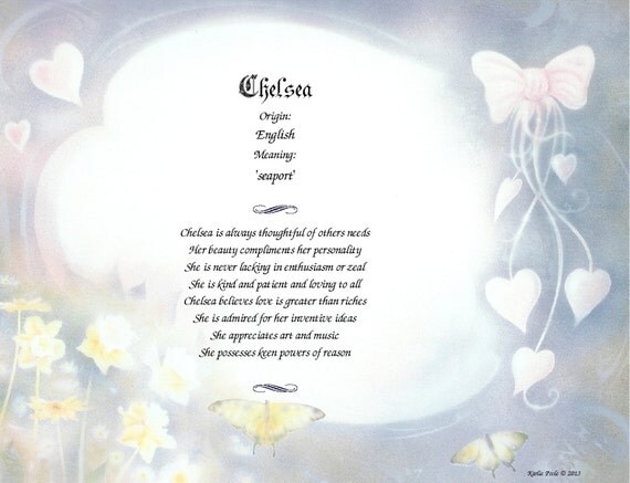 Items similar to Personalized Name Poem or Name Keepsake on Hearts and ...