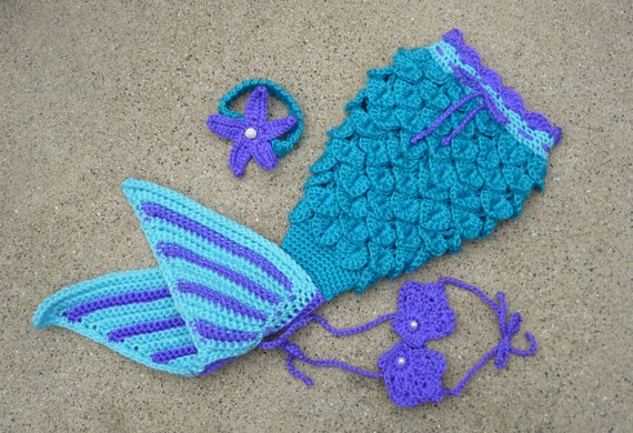 Items similar to Crochet Mermaid Set Size NEWBORN on Etsy