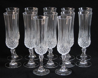 Vintage Crystal Champagne Flutes, Stemware, Crystal Cristal d'Arques ...