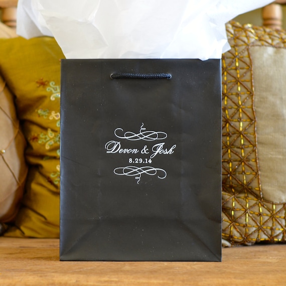 ... Custom Monogram Gift Bags, Out of Town Wedding Guests, Printed Gift