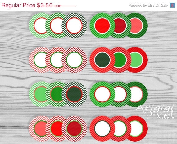 ON SALE 50 % OFF chevron circles clip art set, digital round frames, Christmas colors clipart, digital labels, red, green, commercial use, Il_570xn