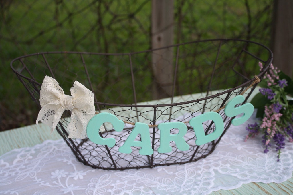 Rustic Wedding Card Box Country Chic Wire Basket Wooden Card