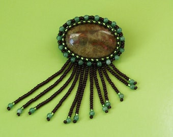 Items similar to Polaris - Bead embroidered brooch with a vintage touch ...