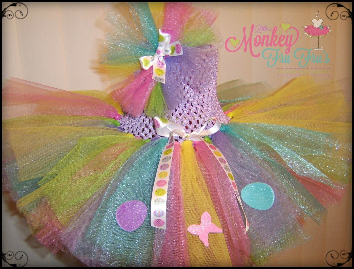 Easter TuTu Dress Spring Colorful Pastel by LittleMonkeyFruFrus