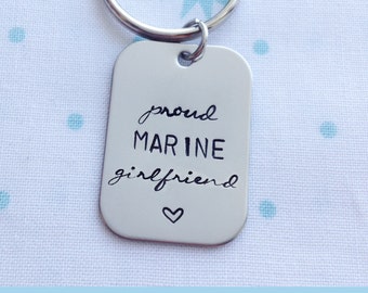 Proud Marine Girlfriend, Custom Keychain, Military Wife, Military Spouse, Deployment, Wedding Gift, Anniversary Present