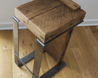 Reclaimed Wood Bar Stool. Industrial Bar Stool. Handmade Furniture. Modern Rustic Furniture