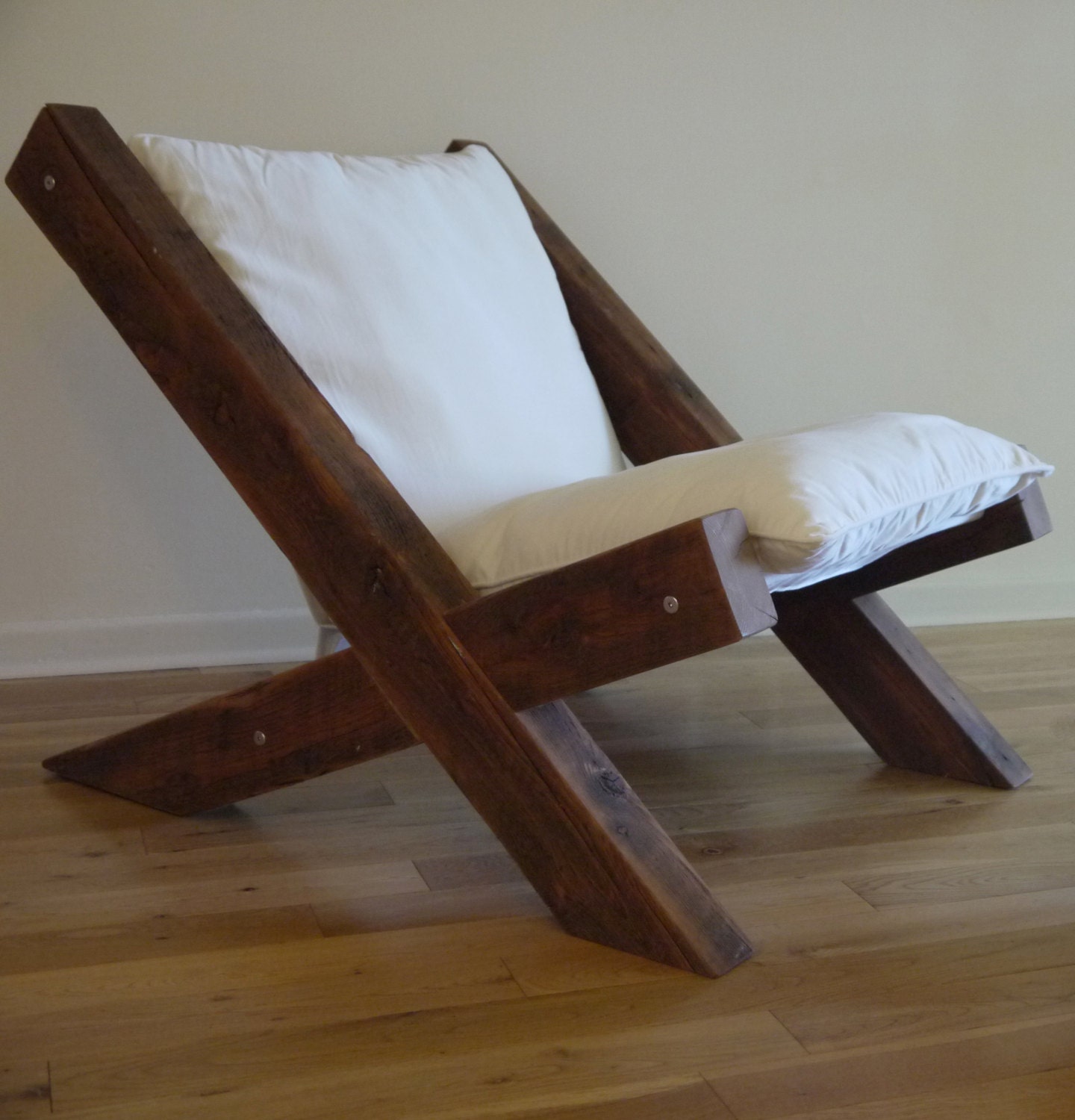 Barn Wood Lounge Chair. Reclaimed Wood Lounge Chair. Fabric