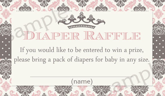 Baby Shower Diaper Raffle Tickets Princess Damask - Printable File Il_570xn