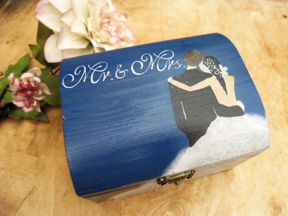 Royal Blue Ring Bearer Box Rustic Nautical Wedding Woodland Wooden box Gift box Wedding decor gift idea Il_570xn