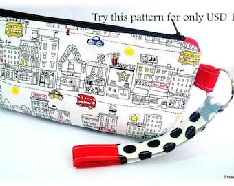 zippered pencil case- easy to make. a simple project for beginners. Instructions on how to make your own pattern. Only for USD1.99. Try it!