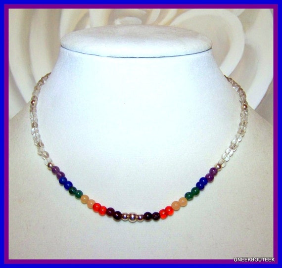 Multi Color Gemstone Rainbow 7 Chakras Pride Necklace