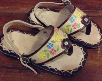 Baby Toddler Leather Mexican Shoes - Flip Flops-Sandals-Hippie-BOHO ...
