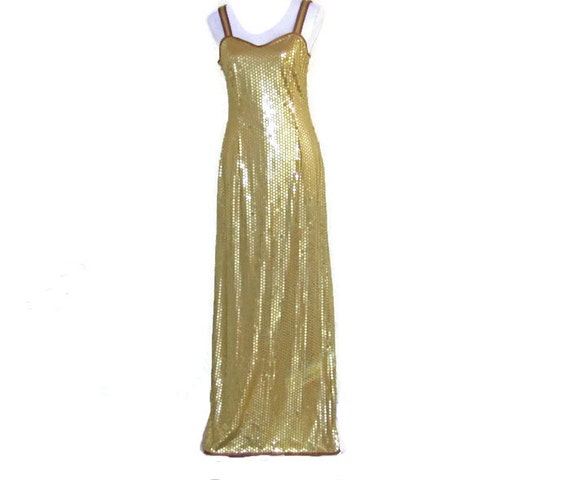 MARILYN MONROE STYLE Dress Long Gold sequin by EuropeanRetro